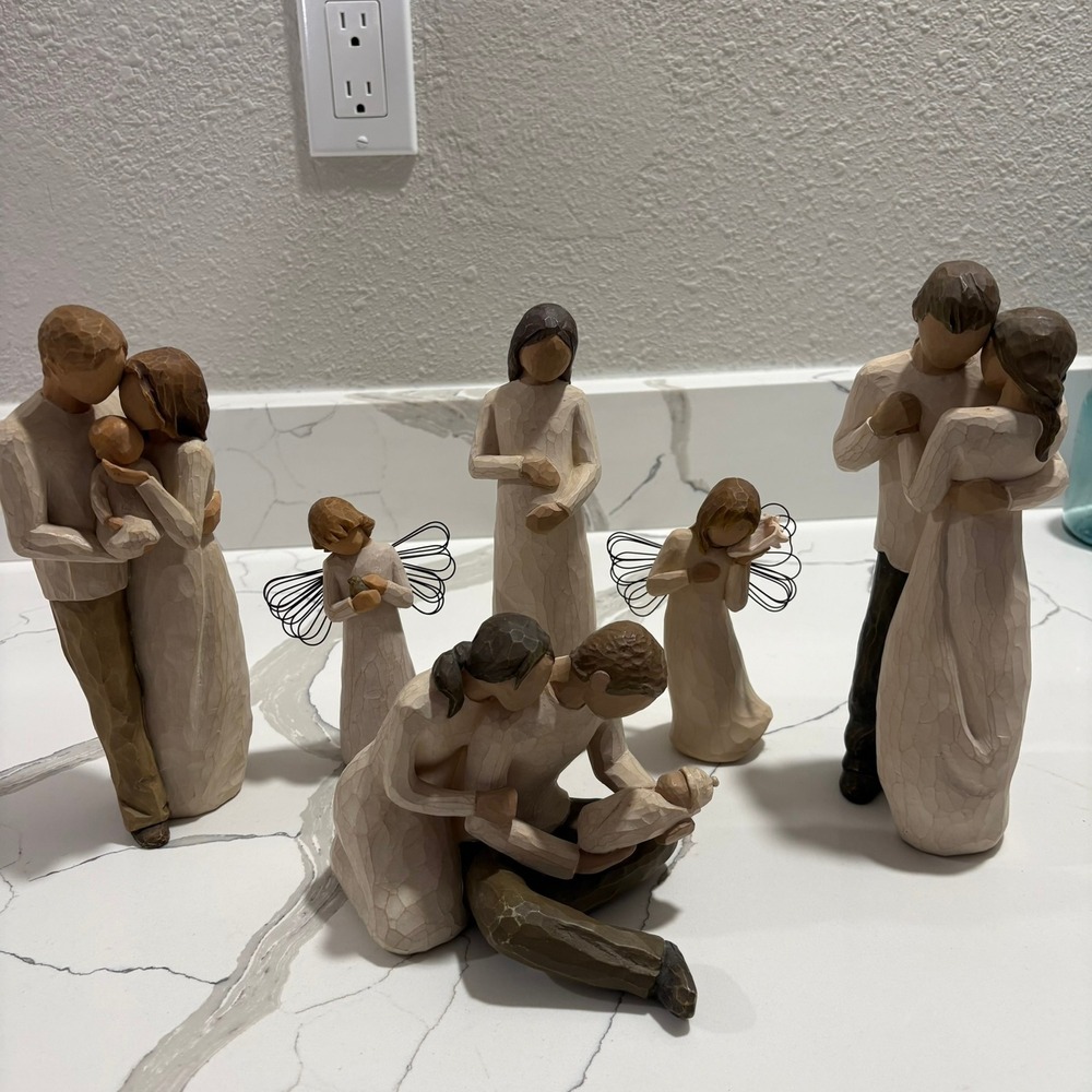 Willow Tree Figurine Lot Susan Lordi Family Angels Pregnancy Newborn Cream 6pc